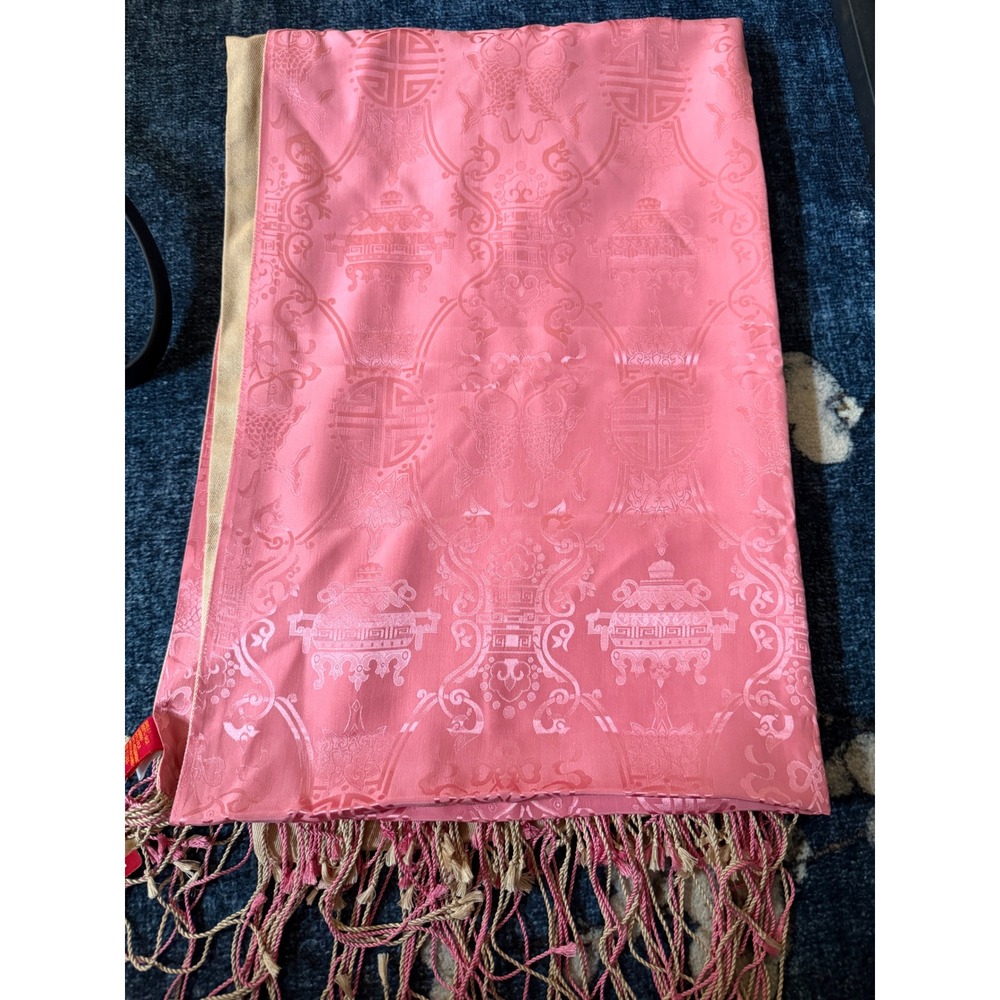 Shanghai Tang Pink Silk Pashmina Reversible Jacquard Shawl Scarf 5C508H200ZE